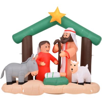 Christmas Time 7 ft. Wide Nativity Animals Inflatable