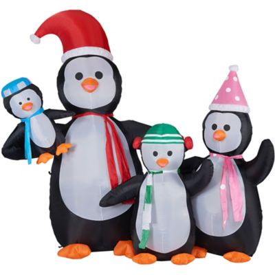 Christmas Time 10 ft. Tall Penguin Family, Prelit Outdoor Christmas Inflatable with Storage Bag