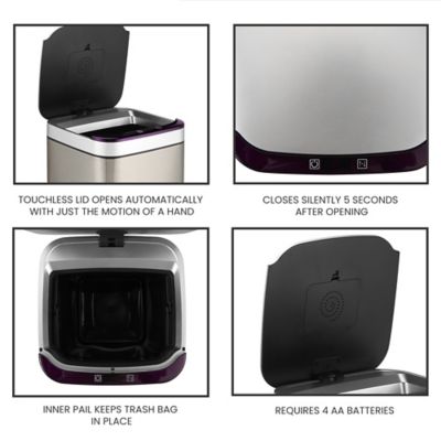 Image showing  10-Liter / 2.6 gal. Trash Can with Sensor Lid and Carbon Odor Control in Stainless Steel, HTRASH10L-1