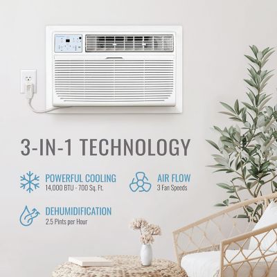 Image showing  230V Through-the-Wall Air Conditioner with Follow Me LCD Remote Control, 700 sq. ft., 14,000 BTU