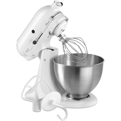 Image showing 5 th KitchenAid 10-Speed Tilt-Head Stand Mixer in White, K45SSWH