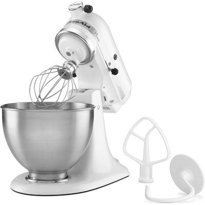 Image showing 8 th KitchenAid 10-Speed Tilt-Head Stand Mixer in White, K45SSWH