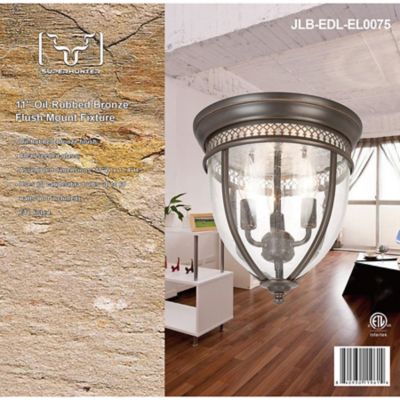 Image showing  Flush-Mount Ceiling Light, 11 in., Oil-Rubbed Bronze