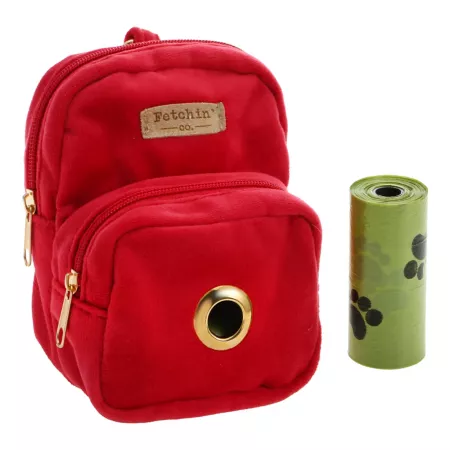 Fetchin' Co Velvet Waste Bag Holder for Pet Backpack Poop Bags