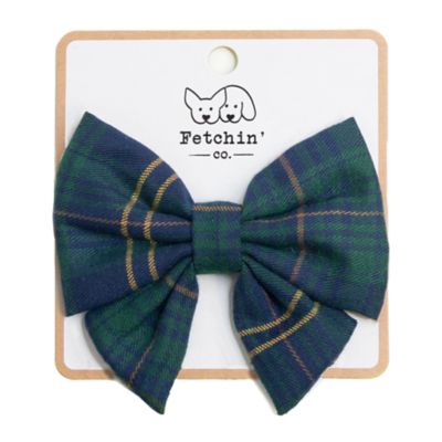 Image showing  Green and Navy Plaid Pet Bow, 505826