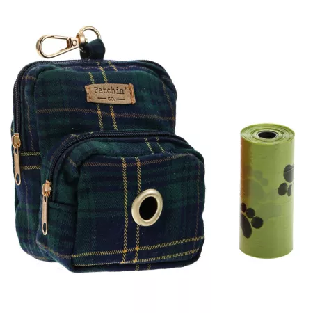 Fetchin' Co Plaid Pet Backpack Waste Bag Holder Poop Bags