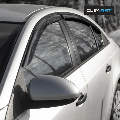 Image showing  Tape-On Window Deflectors Extra Durable for Chevy Cruze 11-15 Sedan