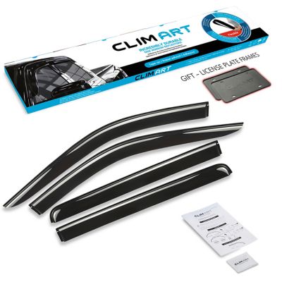 CLIM ART Tape-On Window Deflectors Extra Durable for Chevy Silverado 19-23 Crew Cab