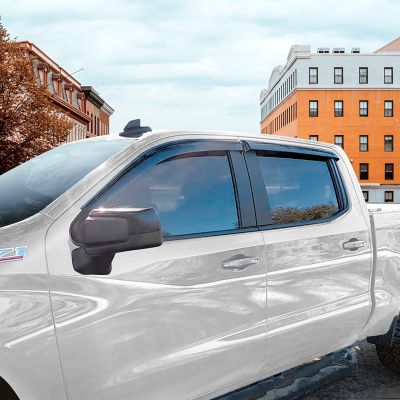 Image showing  Tape-On Window Deflectors Extra Durable for Chevy Silverado 19-23 Crew Cab