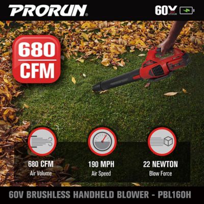 Image showing  190 MPH/680 CFM 60V Cordless Handheld Leaf Blower, Battery and Charger Included