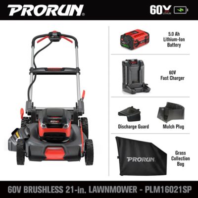 Image showing  21 in. 60V Steel Deck Brushless Cordless Self-Propelled Lawn Mower with 5.0 Ah Battery and Charger