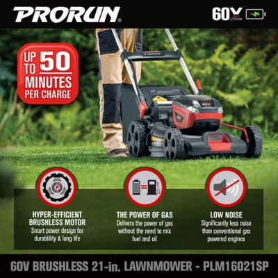 Image showing  21 in. 60V Steel Deck Brushless Cordless Self-Propelled Lawn Mower with 5.0 Ah Battery and Charger