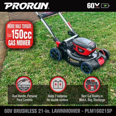 Image showing  21 in. 60V Steel Deck Brushless Cordless Self-Propelled Lawn Mower with 5.0 Ah Battery and Charger