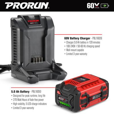 Image showing 5 th PRORUN 21 in. 60V Steel Deck Brushless Cordless Self-Propelled Lawn Mower with 5.0 Ah Battery and Charger