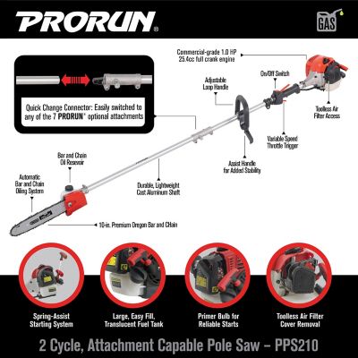 Image showing  10 in. 25.4cc Gas Pole Saw