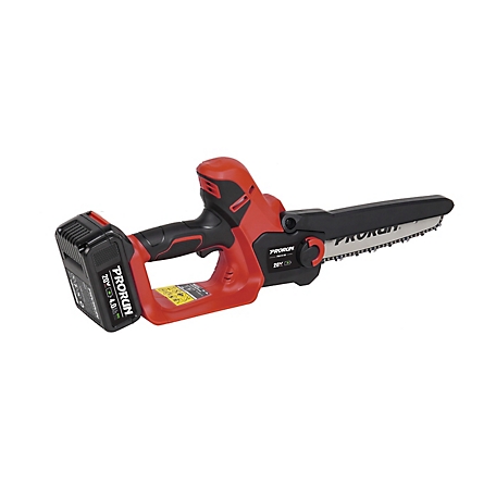 PRORUN 20V 7 in. Brushless Cordless Mini Chainsaw with 4.0 Ah Battery and Charger, PMCS120, Red