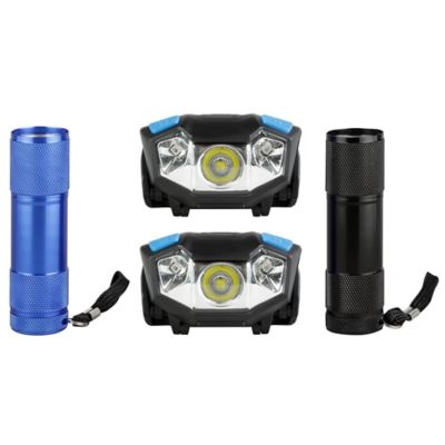 JobSmart 100-Lumen Flashlight and Headlamp Set, 4-Pack