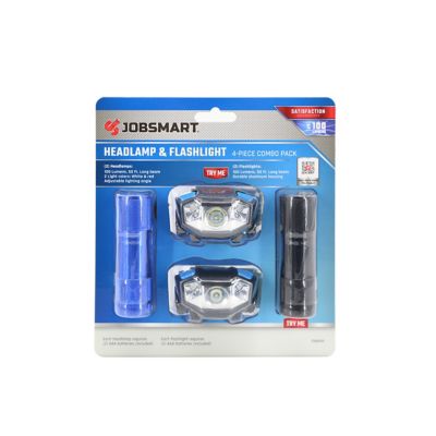 Image showing 6 th JobSmart 100-Lumen Flashlight and Headlamp Set, 4-Pack