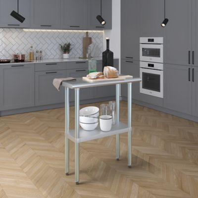 Image showing  14 in. x 30 in. Stainless Steel Table With Shelf
