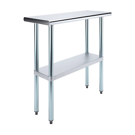 AmGood 14 in. x 36 in. Stainless Steel Table With Shelf