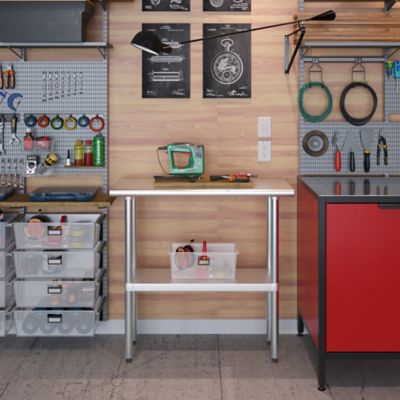 Image showing 5 th AmGood 14 in. x 36 in. Stainless Steel Table With Shelf