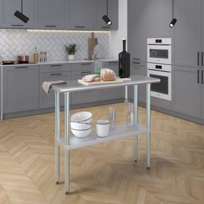 Image showing  14 in. x 48 in. Stainless Steel Table With Shelf