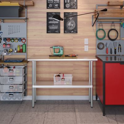 Image showing 5 th AmGood 14 in. x 48 in. Stainless Steel Table With Shelf