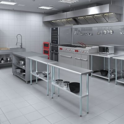 Image showing 6 th AmGood 14 in. x 48 in. Stainless Steel Table With Shelf