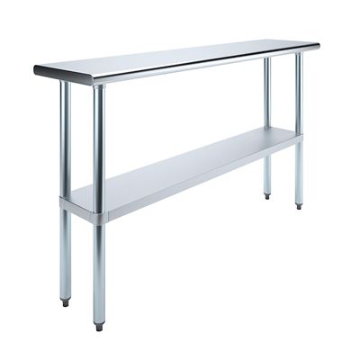 AmGood 14 in. x 60 in. Stainless Steel Table With Shelf