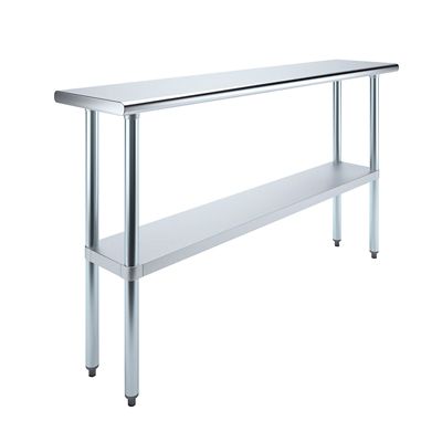 AmGood 14 in. x 72 in. Stainless Steel Table With Shelf