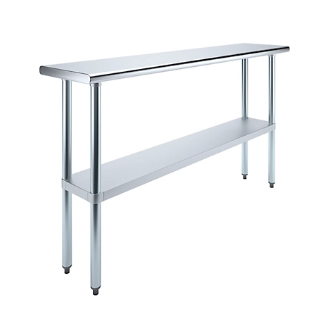 AmGood 14 in. x 72 in. Stainless Steel Table With Shelf