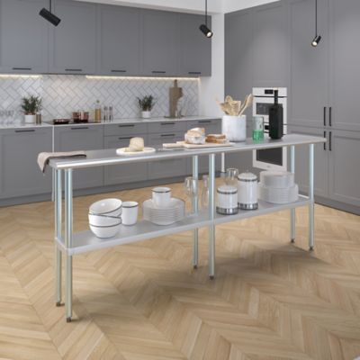 Image showing  14 in. x 84 in. Stainless Steel Table With Shelf