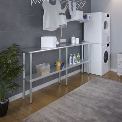 Image showing  14 in. x 84 in. Stainless Steel Table With Shelf