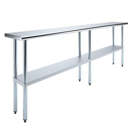 AmGood 14 in. x 96 in. Stainless Steel Table With Shelf