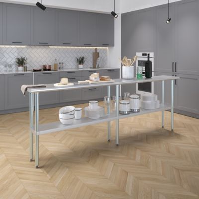 Image showing  14 in. x 96 in. Stainless Steel Table With Shelf