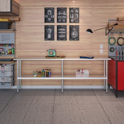 Image showing 5 th AmGood 14 in. x 96 in. Stainless Steel Table With Shelf