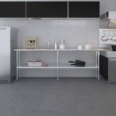 Image showing 7 th AmGood 14 in. x 96 in. Stainless Steel Table With Shelf