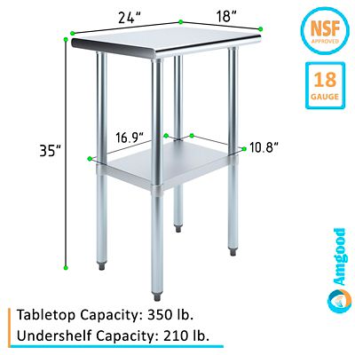 Image showing  18 in. x 24 in. Stainless Steel Table With Shelf