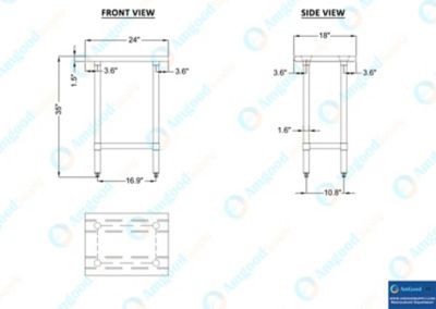 Image showing 8 th AmGood 18 in. x 24 in. Stainless Steel Table With Shelf