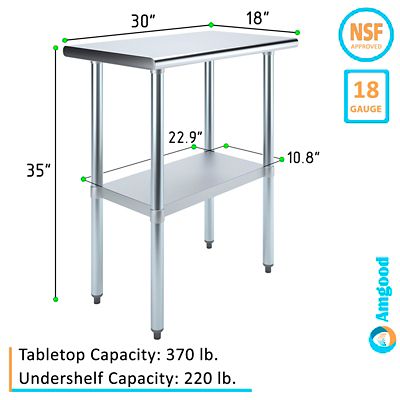 Image showing  18 in. x 30 in. Stainless Steel Table With Shelf
