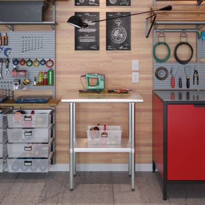 Image showing 5 th AmGood 18 in. x 30 in. Stainless Steel Table With Shelf