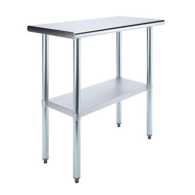 AmGood 18 in. x 36 in. Stainless Steel Table With Shelf