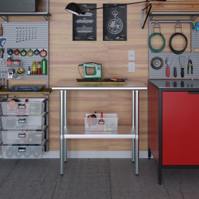 Image showing 5 th AmGood 18 in. x 36 in. Stainless Steel Table With Shelf