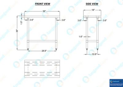 Image showing 8 th AmGood 18 in. x 36 in. Stainless Steel Table With Shelf