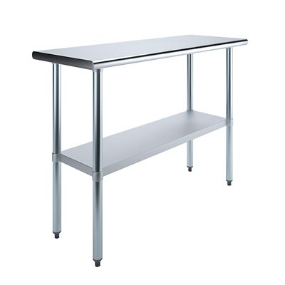 AmGood 18 in. x 48 in. Stainless Steel Table With Shelf