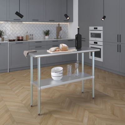 Image showing  18 in. x 48 in. Stainless Steel Table With Shelf