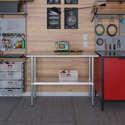 Image showing 5 th AmGood 18 in. x 48 in. Stainless Steel Table With Shelf