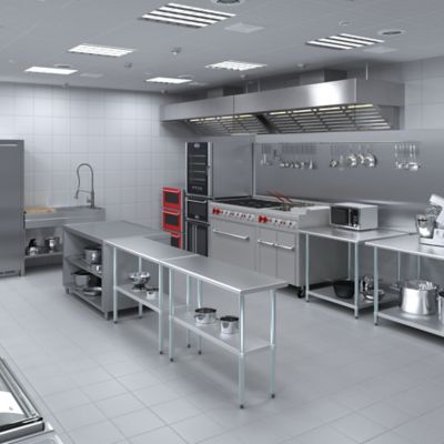 Image showing 6 th AmGood 18 in. x 48 in. Stainless Steel Table With Shelf