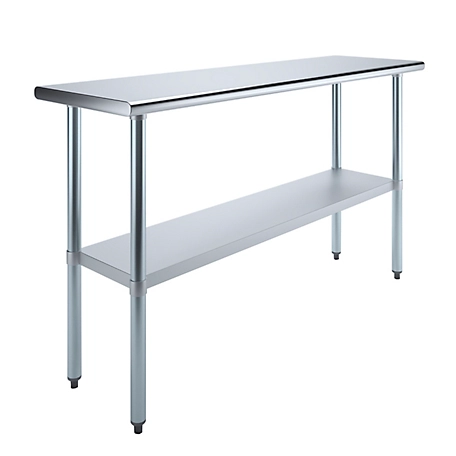 AmGood 18 in. x 60 in. Stainless Steel Table With Shelf