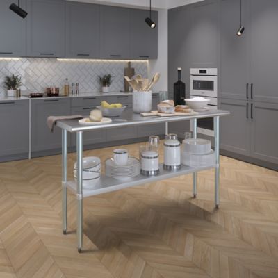 Image showing  18 in. x 60 in. Stainless Steel Table With Shelf